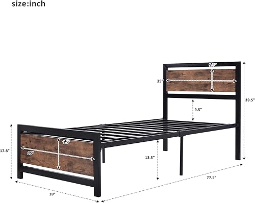 Miniatura 2 de Livavege Base de cama individual, cabecera de almacenamiento con estación de carga, base de cama de plataforma de metal, base de colchón individual,