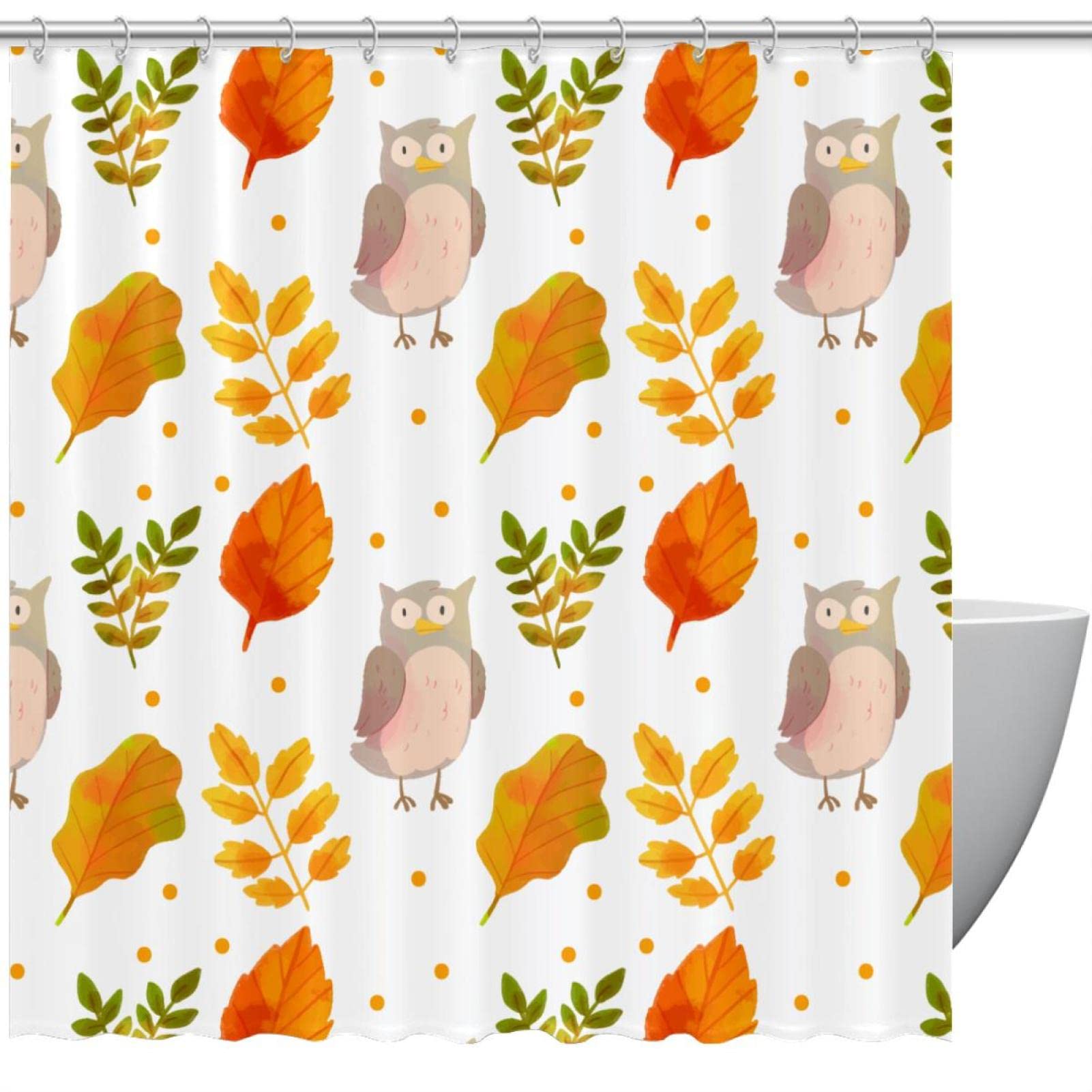 Rideau de douche imperméable coloré motif aquarelle animaux d'automne 183 x 183 cm
