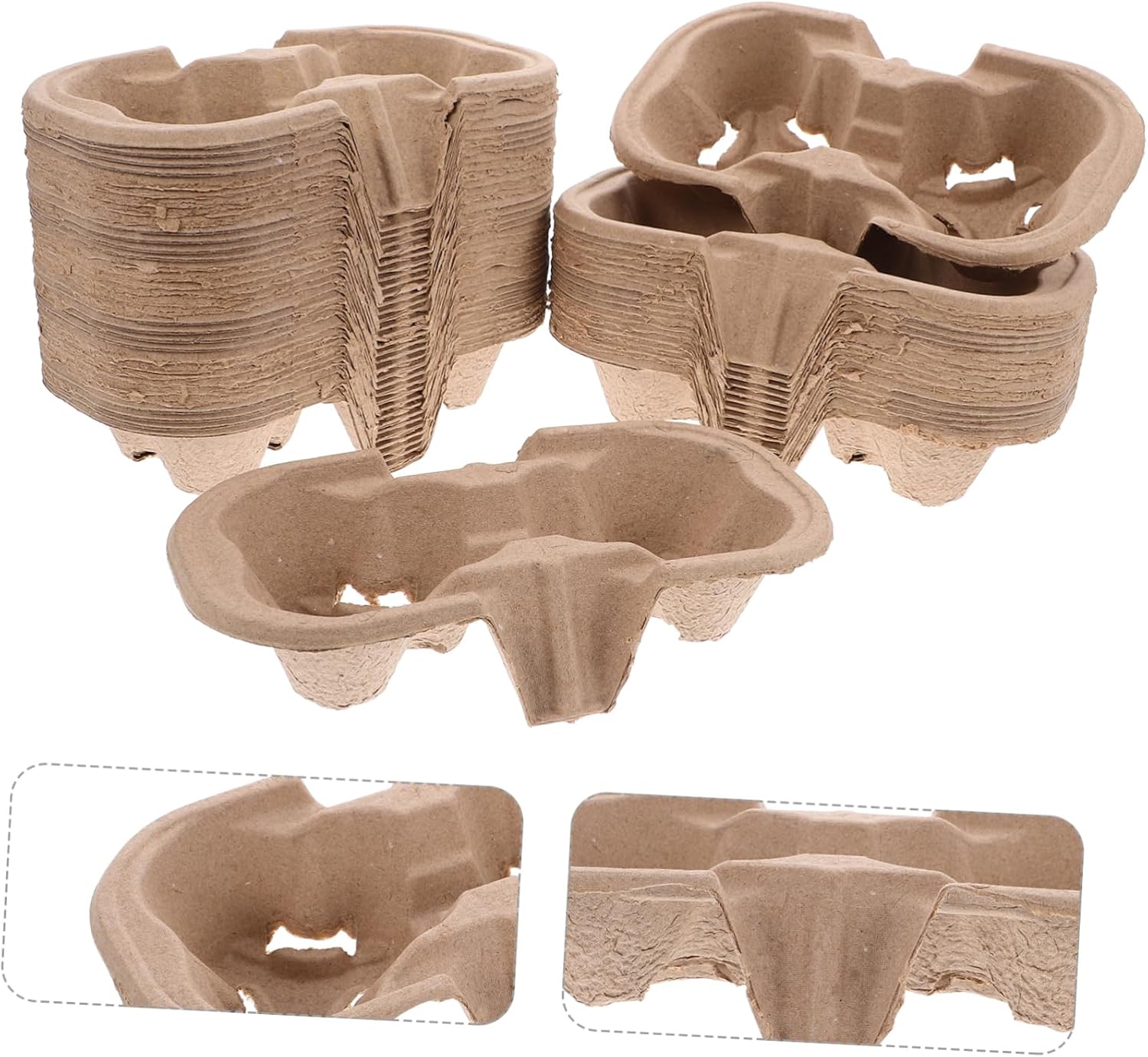 HEALLILY 50pcs Takeout Cup Trays Milk Tea Disposable Cup Holder Multi-hole Beverage Carrier