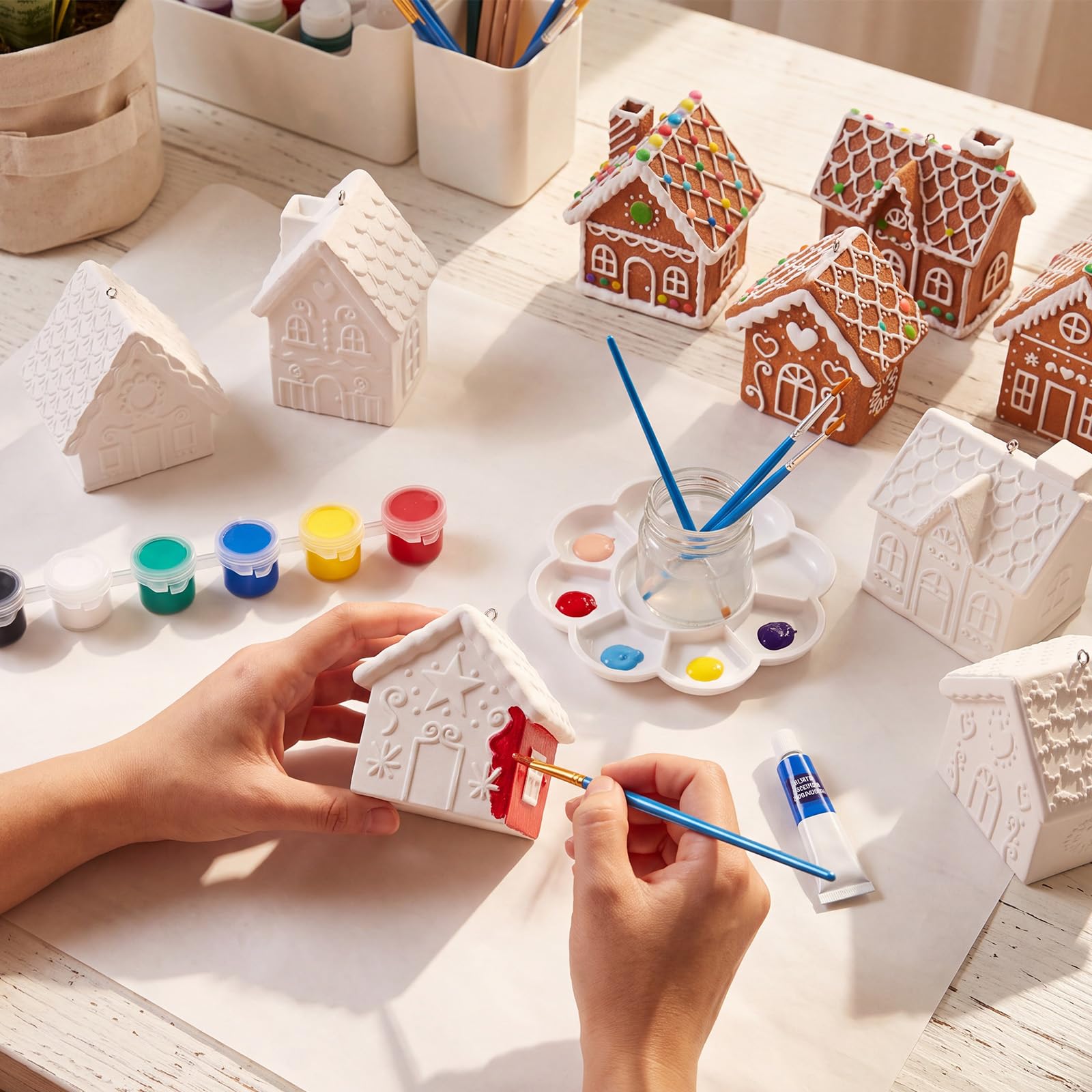 Civaner 6 set di casa di pan di zenzero in ceramica fai da te non