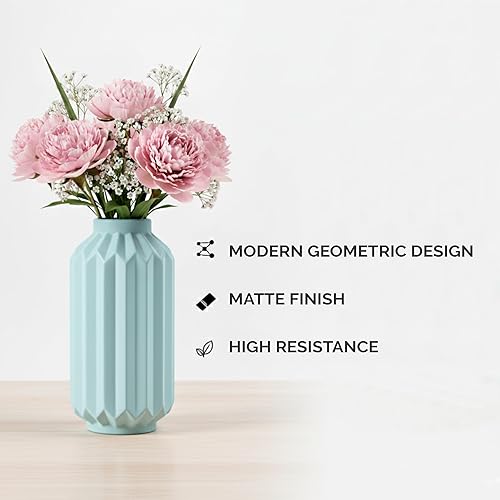 Miniatura 2 de Florero decorativo de plástico para centro de mesa para fiesta o decoración del hogar, florero grande (azul bebé)