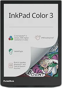 PocketBook InkPad Color 3 E-Book Reader - Enhanced 7.8'' Color E-Paper E-Ink Screen - Eye-Friendly E-Reader for Comics - SMARTlight - Audiobooks & Text-to-Speech - Bluetooth® & Built-in Speaker