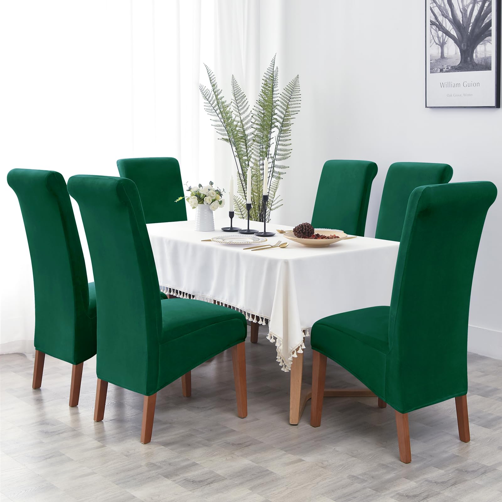 Alishomtll High Back Chair Covers Set of 4, Stretch Velvet XL Dining Chair Slipcovers - Image 2
