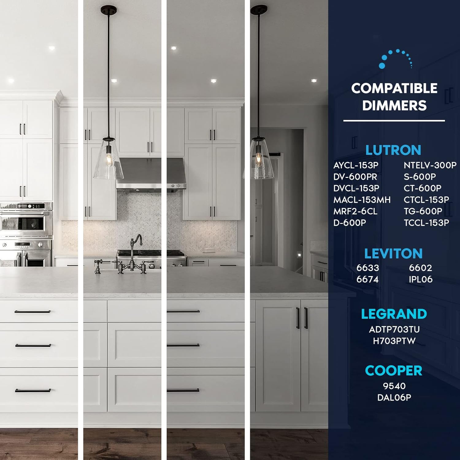 LUXRITE 3 Inch Square Gimbal Recessed LED Lights with Junction Box, 8W, 5 CCT Color Selectable 2700K-5000K, Adjustable Swivel Eyeball Spotlight Downlight, 600LM, Dimmable, Damp Rated, ETL (4 Pack)