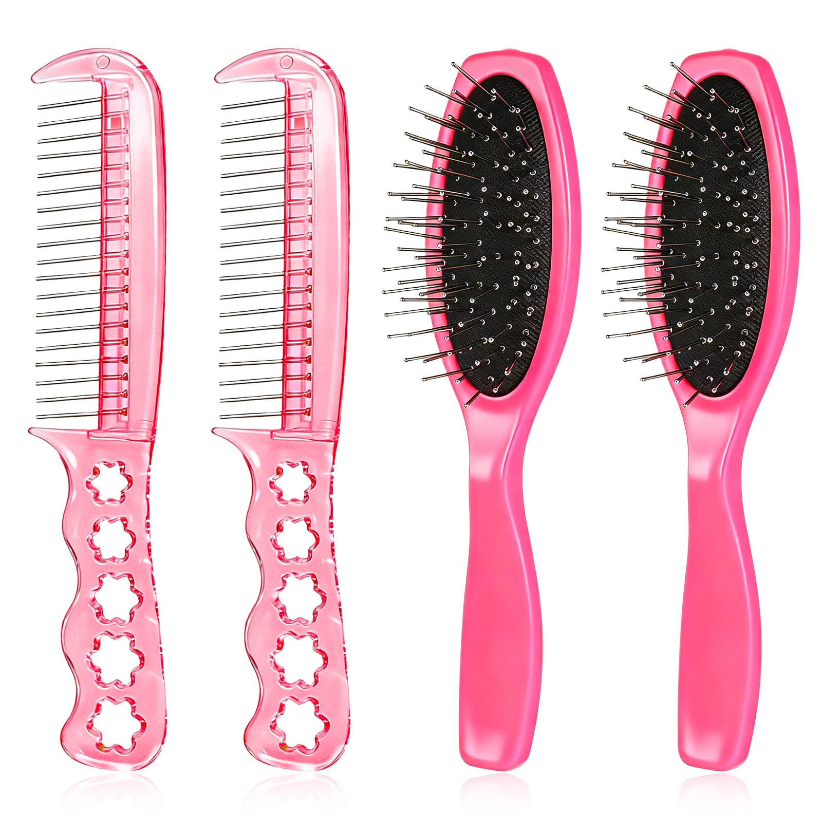 4 PCS Wig Brushes for Synthetic Hair Pink Hairs Brush Set Portable Wig Combs and Brushes for Other Hairs Care