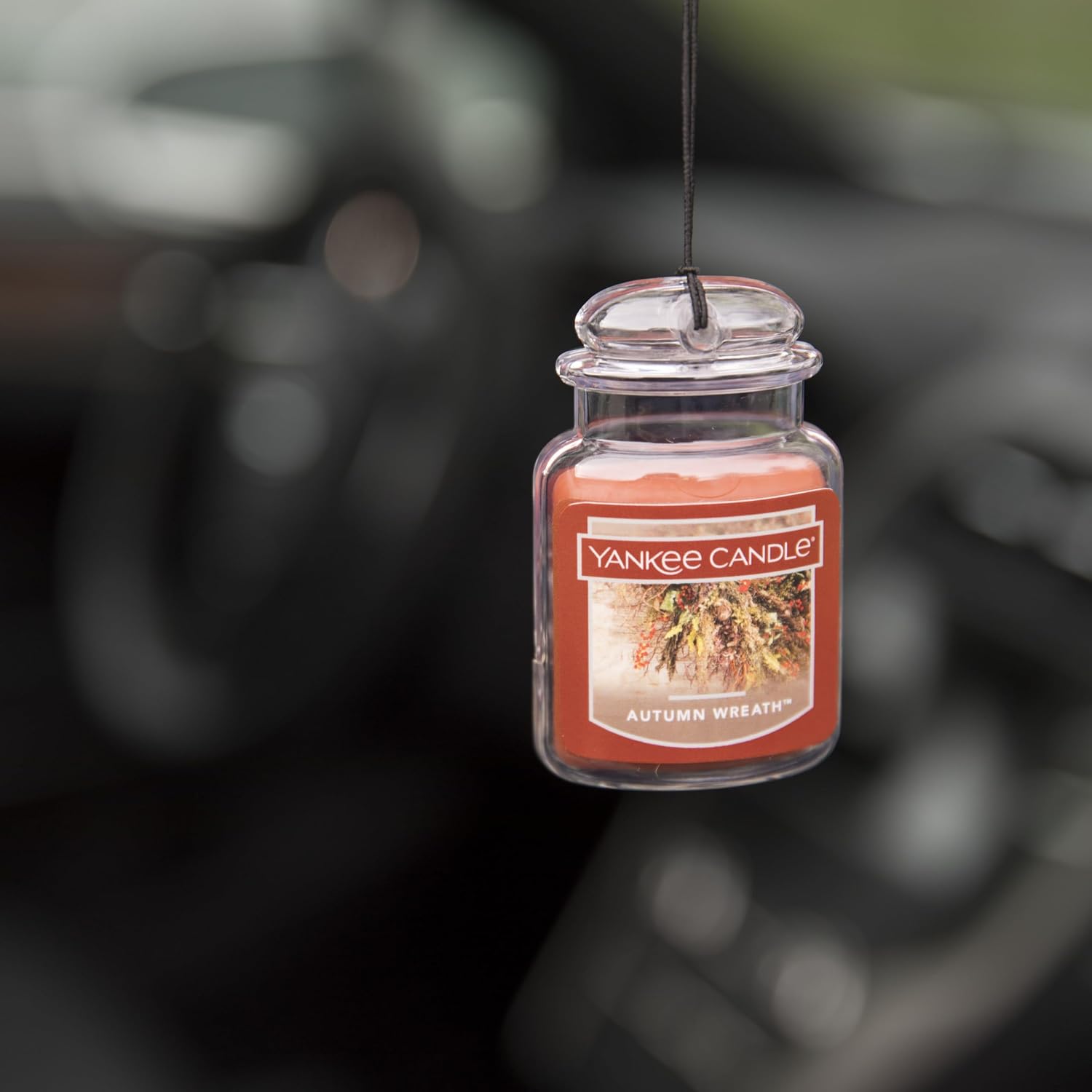 Yankee Candle Car Jar Ultimate Air Freshener, Hanging Car Freshener, Long Lasting Car Fragrance, Autumn Wreath (Pack of 6)