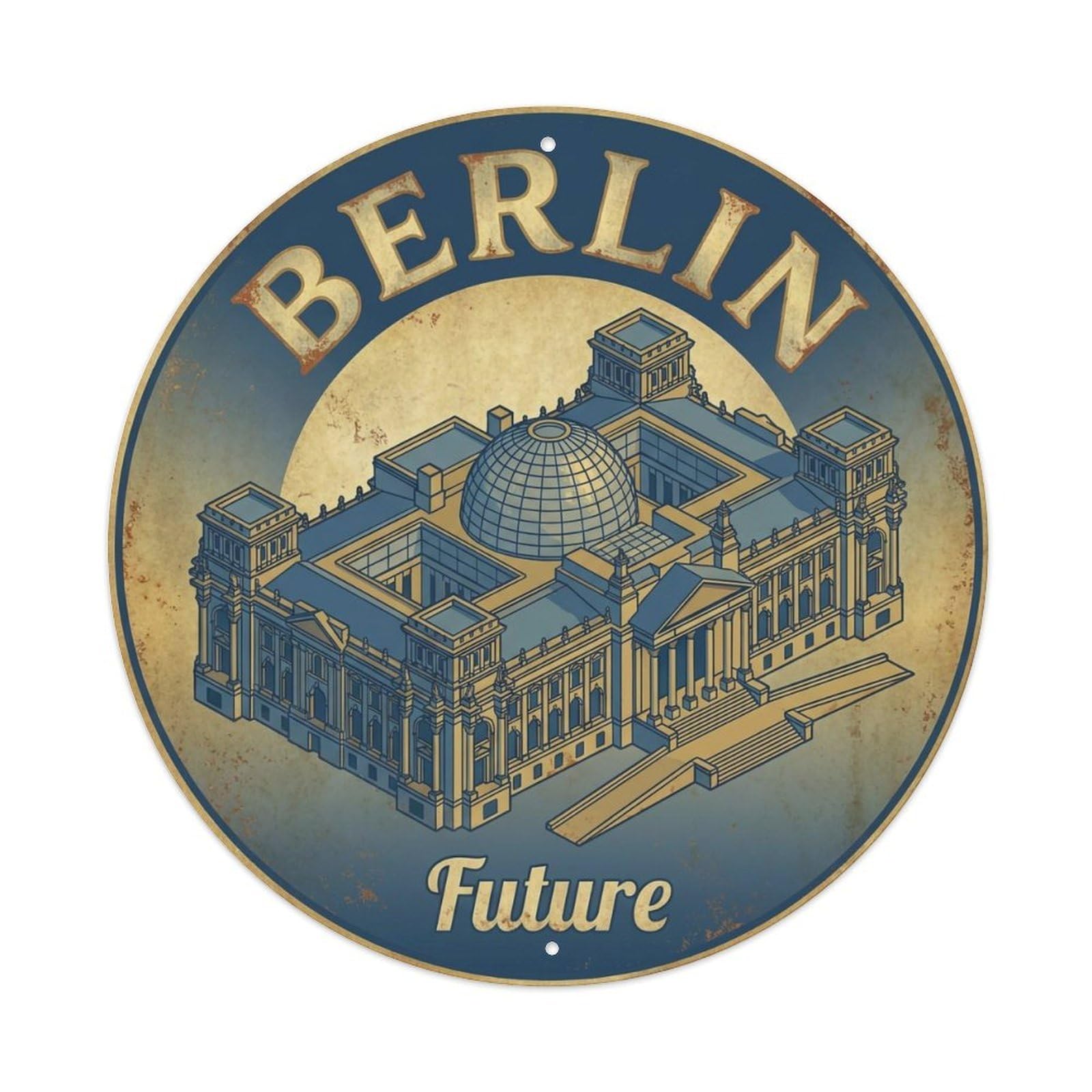 Vintage Travel Berlin Germany Hope Metal Tin Sign