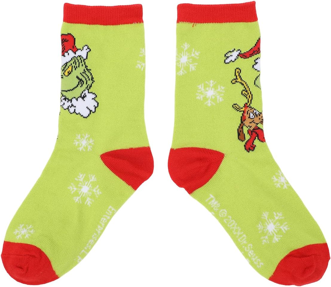 Bioworld Grinch & Max Kids 3-Pair Crew Socks - Image 2