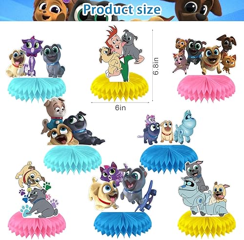 Miniatura 2 de Decoraciones de fiesta de cachorros y amigos de panal, 8 piezas de cachorro perro 3D de doble cara para pasteles, centros de mesa, telón de fondo de