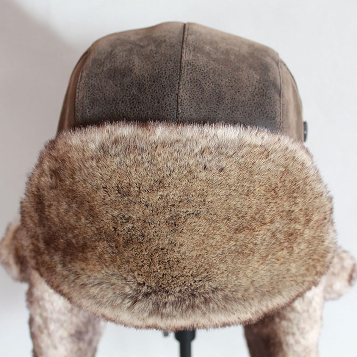 Winter Faux Leather Bomber Hats, Unisex Trapper Cap, Plush Russian Hat with Ear Flap for Cold Weather