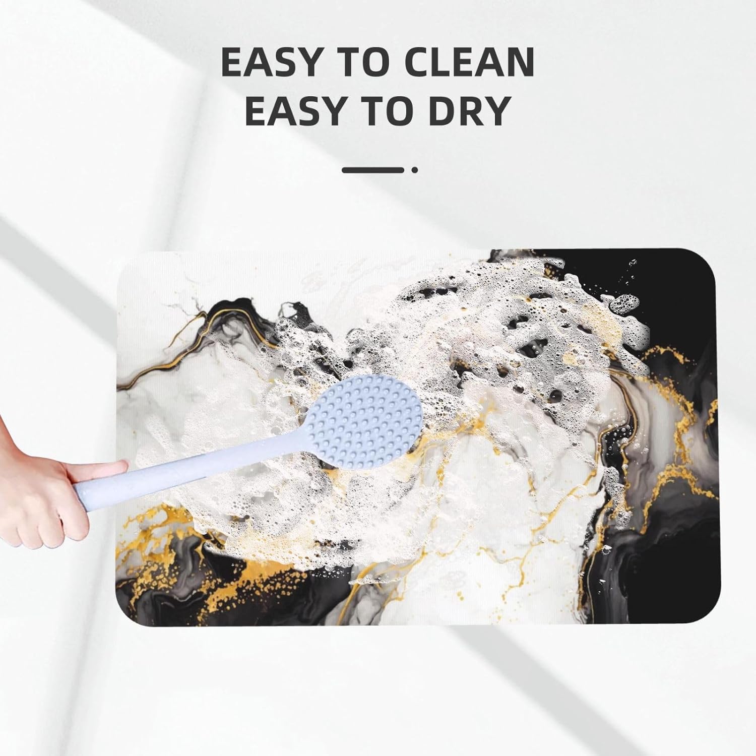 Bathroom Rug, Soft Wrinkle Free Bath Floor Rugs,Non-Slip Quick Drying Absorbent Easy to Clean Shower Mat for Bathroom Kitchen Shower Door mat 19.7x31.5in Marble Pattern