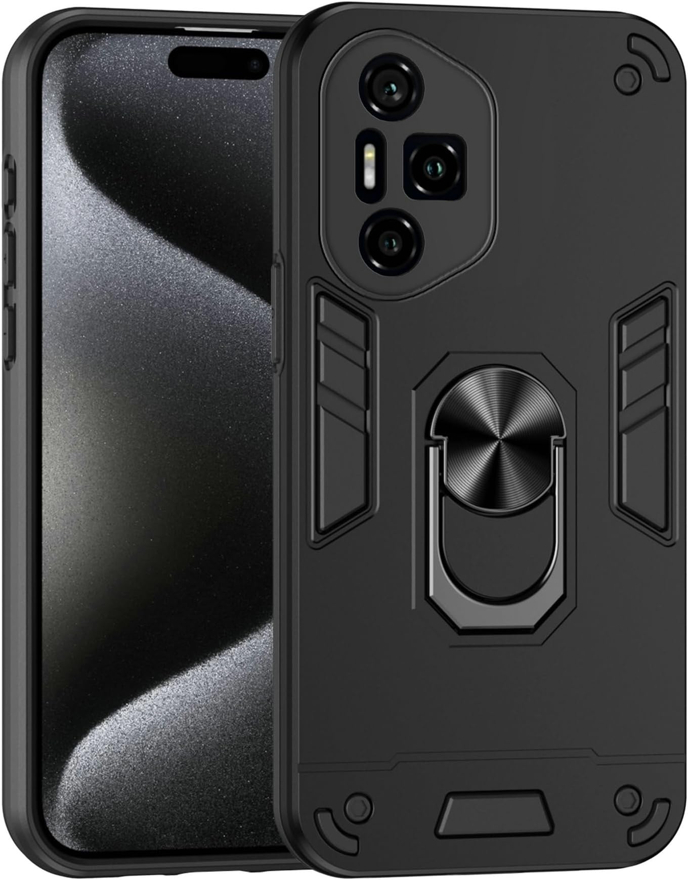 Case Compatible for Honor 300 Pro,Built-in Stand Shockproof and Drop-Proof Compatible with Honor 300 Ultra Phone Case Cover Black