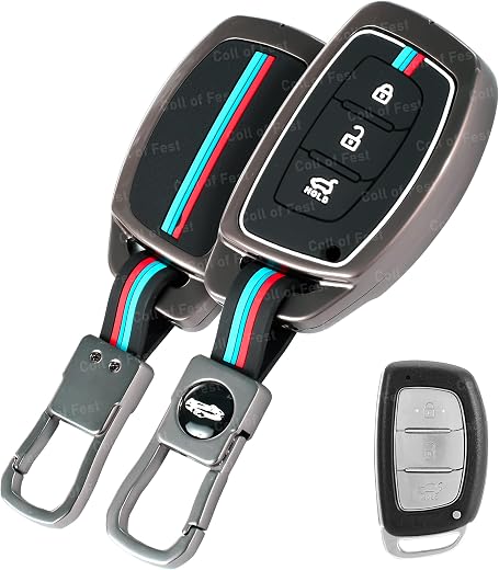 Coll of Fest Coll of Fest Premium Metal Silicon Key Cover Compatible with Hyundai Creta i10 Grand i20 Elite i20 Active Xce...