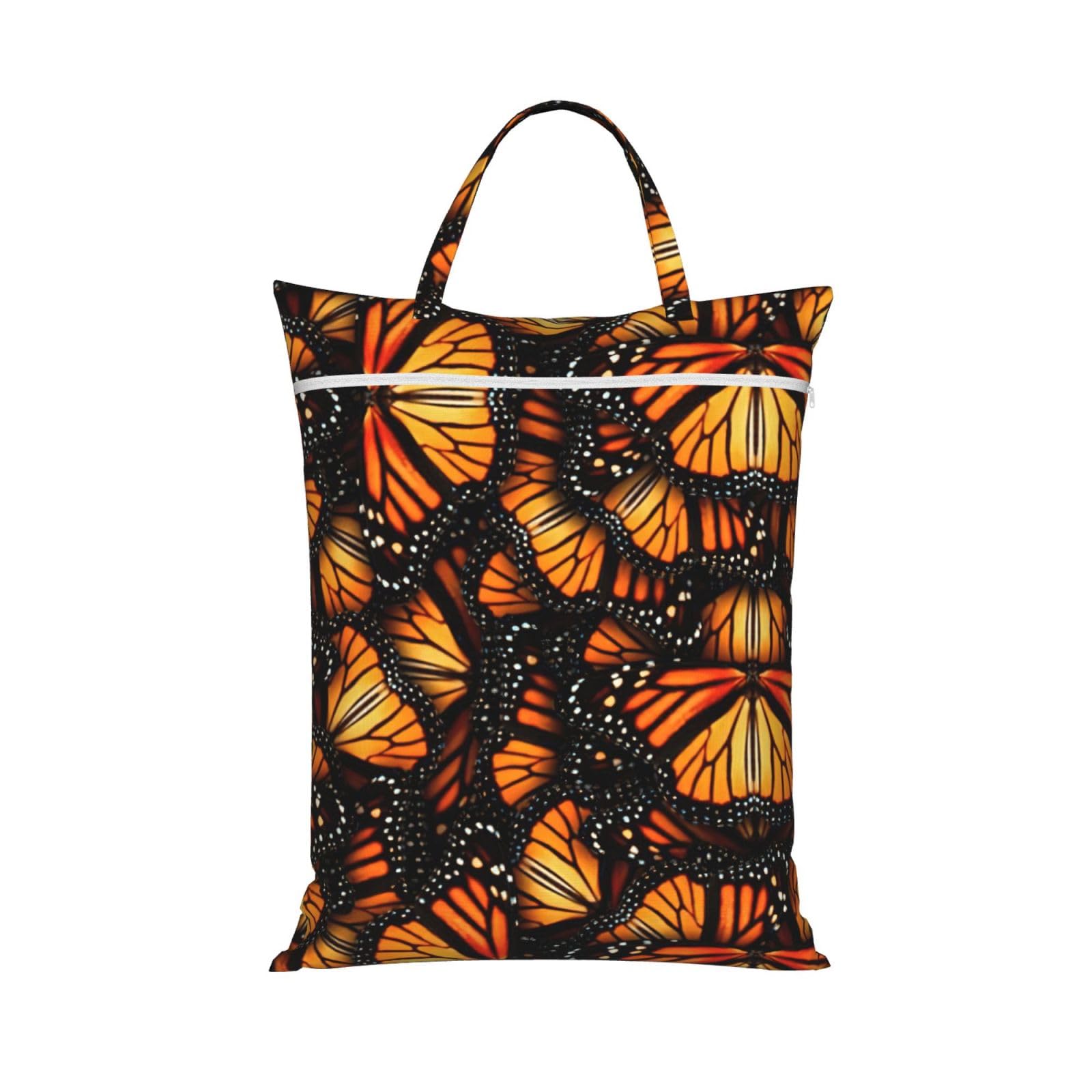Pphgut 1 Pc Heaps Of Orange Monarch Butterflies Print Travel Laundry Bag Portable Dirt Clothes Bags Daily Hiking Camping Vacation