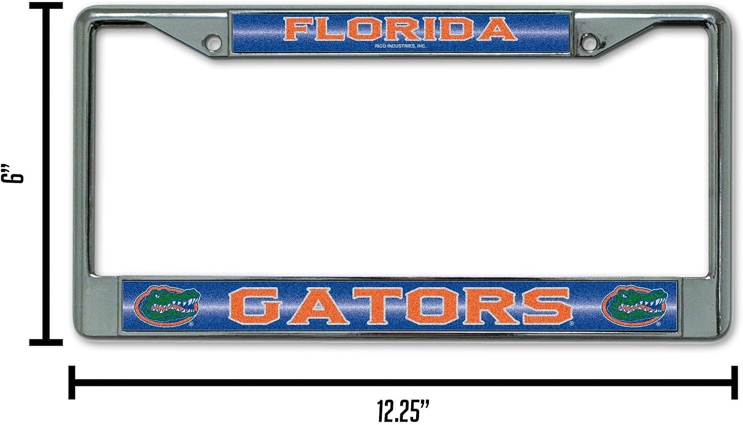 Rico Industries NCAA 12" x 6" Silver Bling Chrome Car/Truck/SUV Auto Accessory