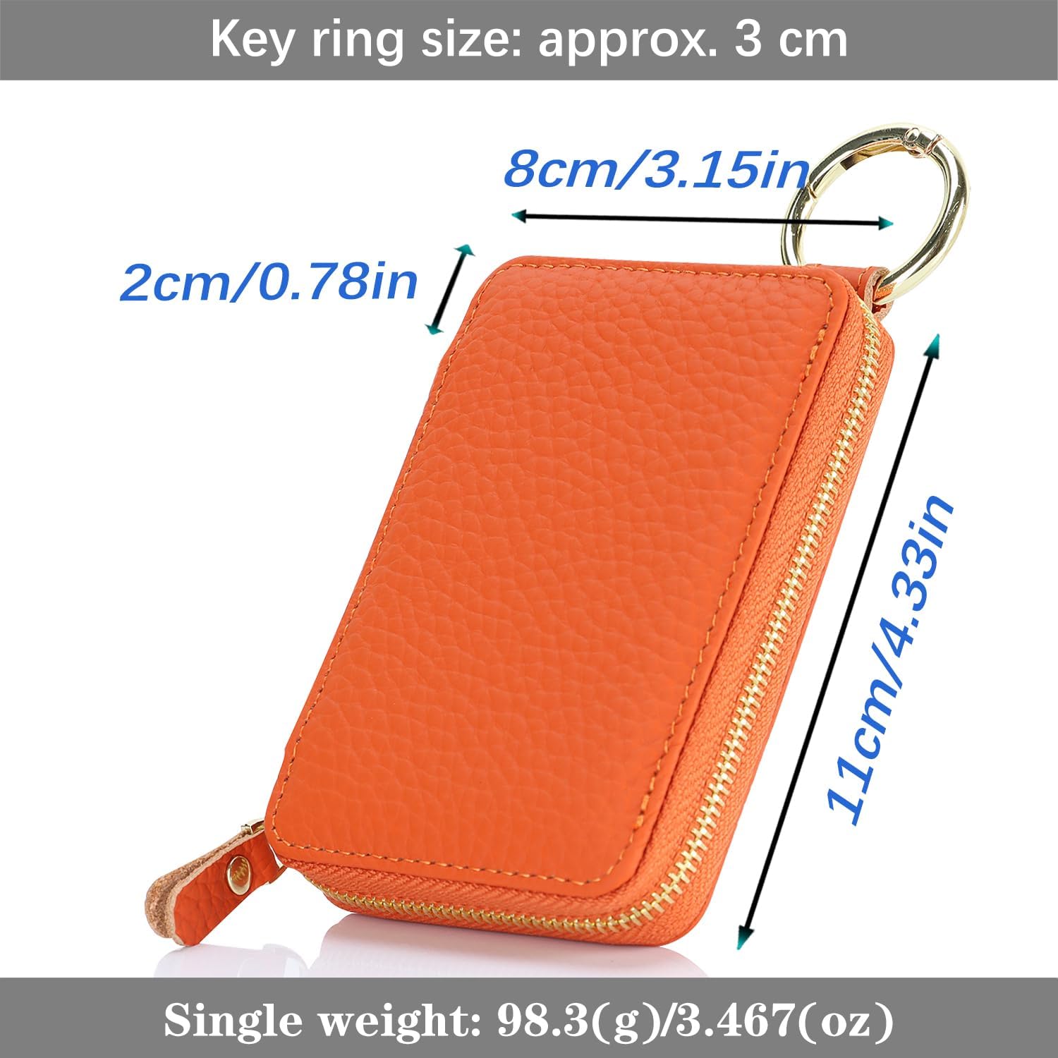 Cavor Compatible with MagSafe Wallet Genuine Leather Cash Wallets for Women, Magnetic Phone Wallet for iPhone 17 Pro Max/16/15/14/13/12, id Credit Card Holder with Mag safe Keychain-Orange