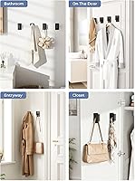 Vista 6 de Towel Hooks for Bathrooms – 2 Pack, Matte Black Finish, T-Shaped Stainless Steel Adhesive Wall Hooks for Robes & Towels in Kitchen, Shower, or Closet