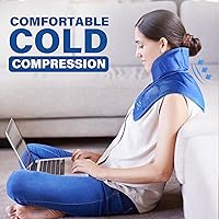 Vista 7 de LotFancy Bolsa de hielo para cuello, hombros, envoltura reutilizable para el cuello frío para aliviar el dolor, paquete de gel flexible con correas