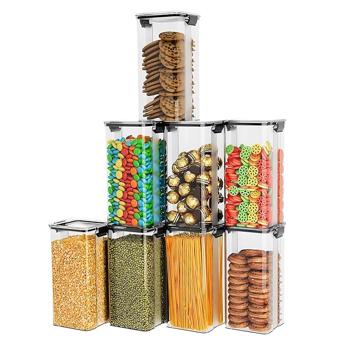 Homeor Air-Tight BPA Free Food Grade Plastic Storage Jar Containers For Kitchen/Storage Organizer/Containers For Kitchen Set/Multipurpose Jar/Stackable & Transparent Organizer Jars, 1700 ML Set of 4