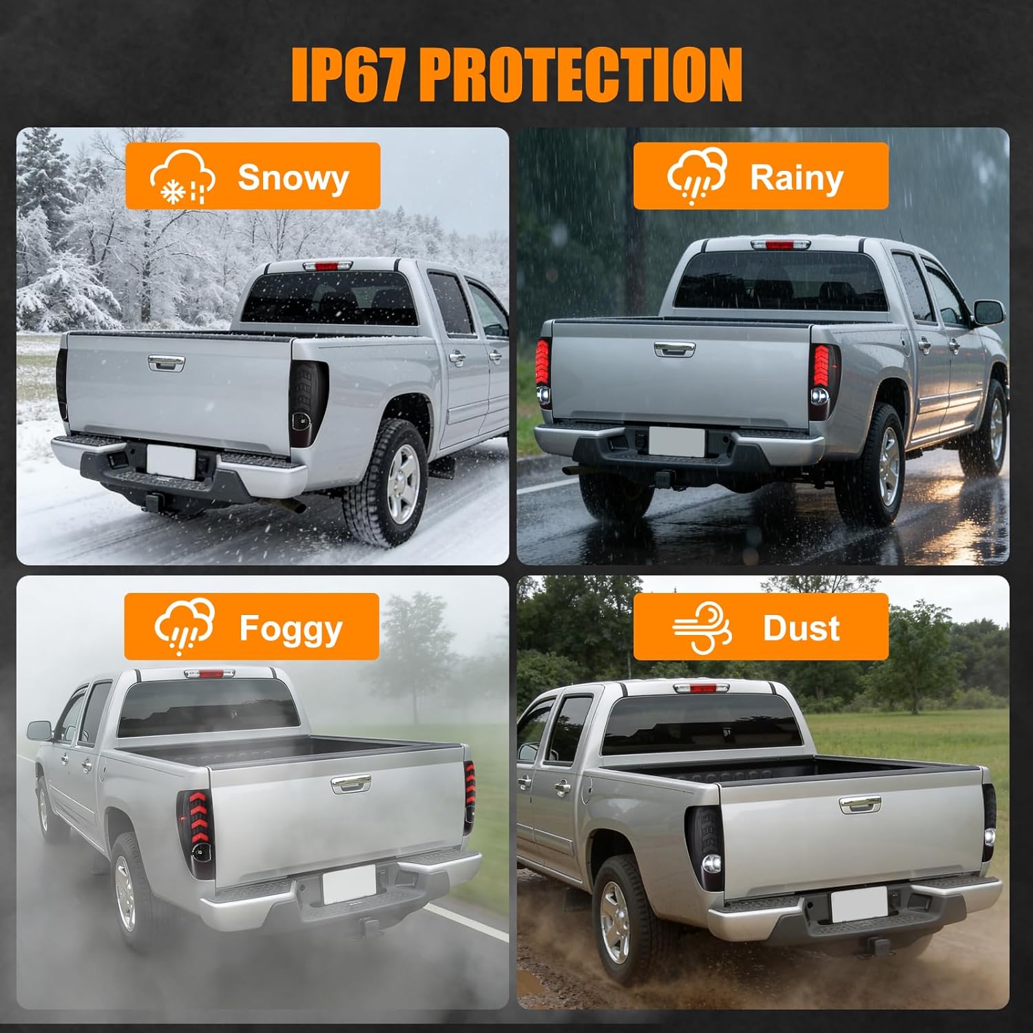 Pair Smoked Black Full LED Tail Lights Fit for 2004 2005 2006 2007 2008 2009 2010 2011 2012 Chevy Colorado & GMC Canyon, Plug and Play Rear Lamps
