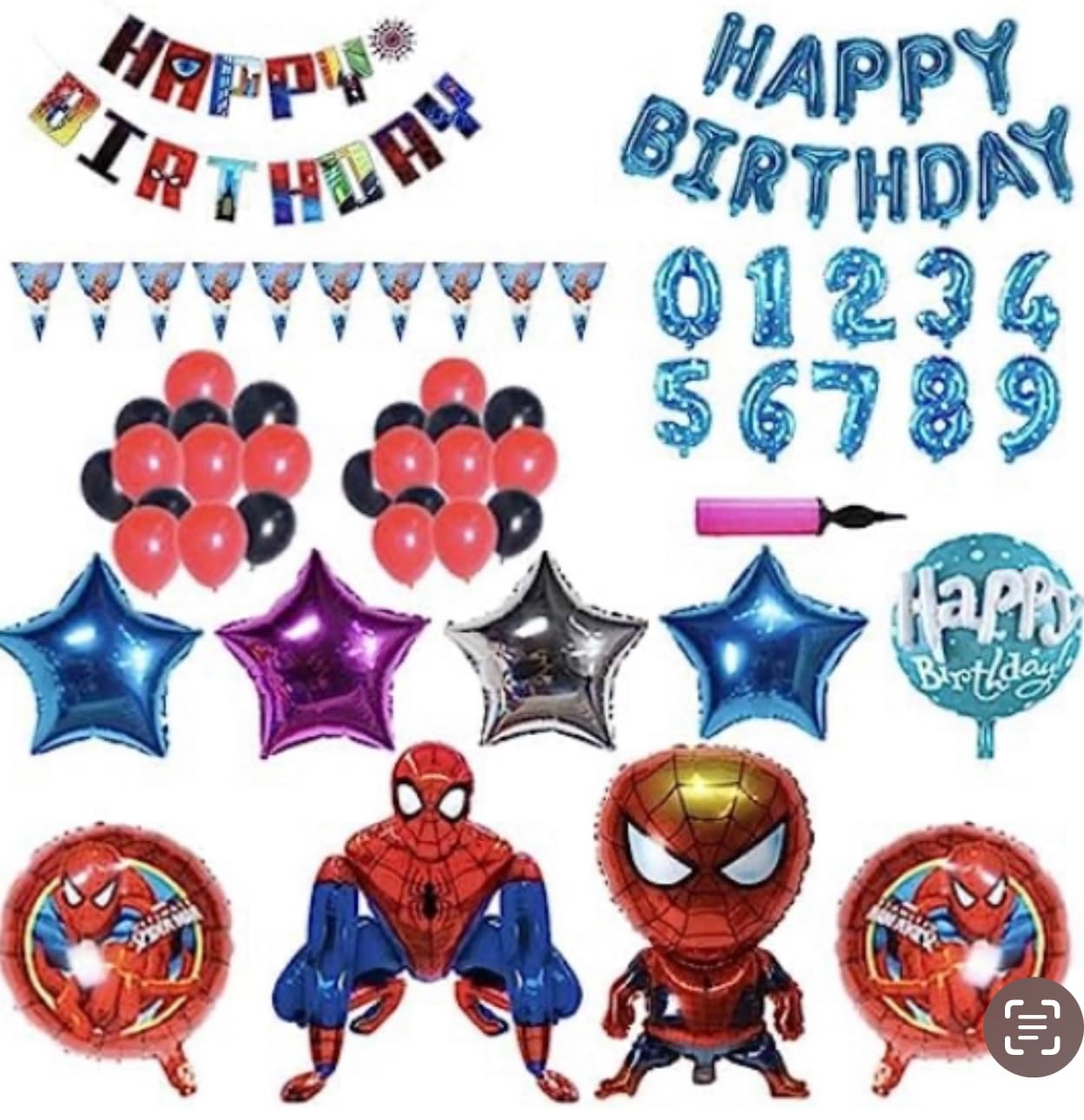 Spiderman Birthday Party Decoration Set - 45 Pieces for Boys, 2 Spiderman Figures, Superhero Theme Balloons, Supplies