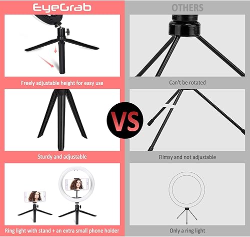 Miniatura 5 de Anillo de luz para selfie de 10 pulgadas con soporte para trípode, 3000-7000K temperatura de color LED con puntos de pegamento extraíbles y soporte