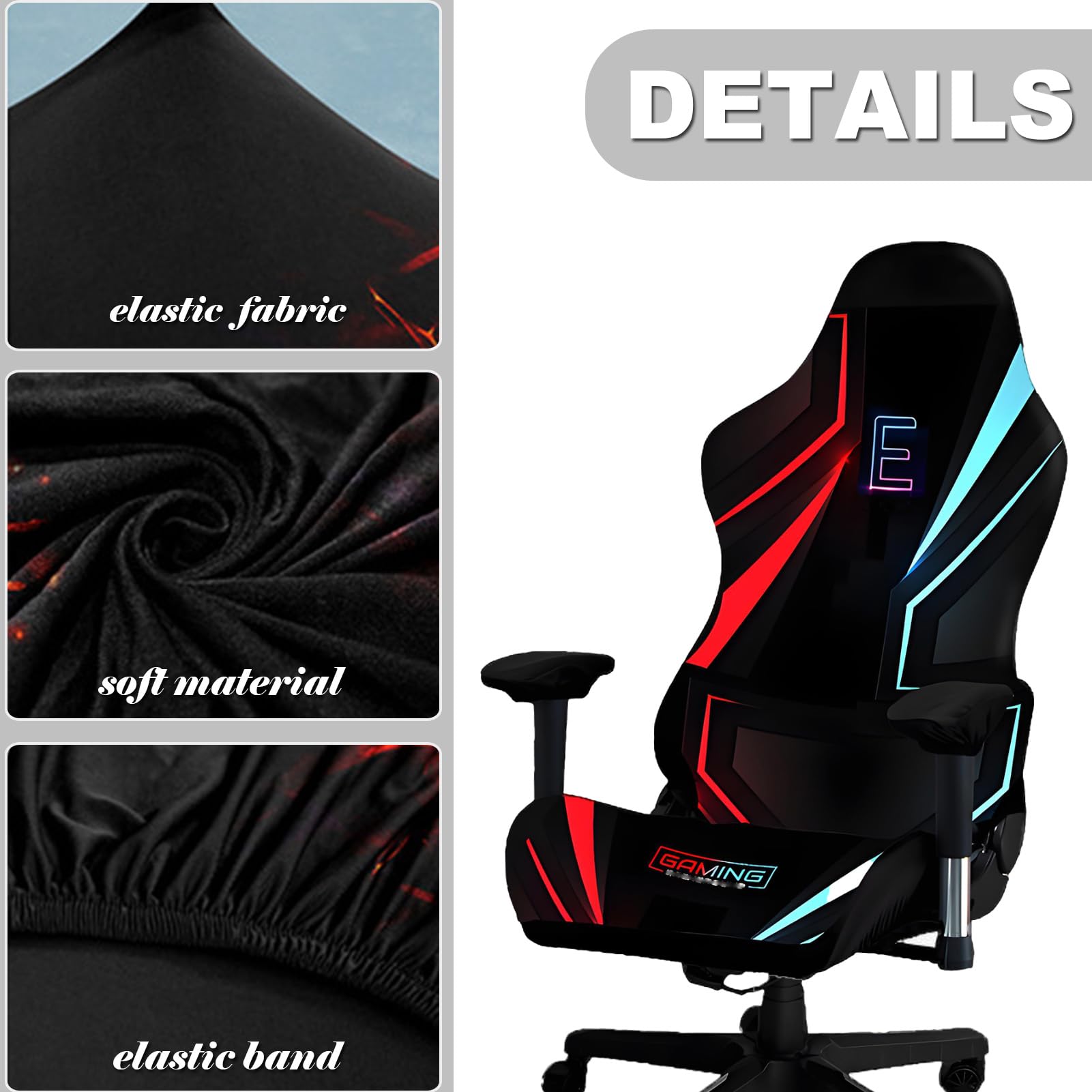 Housses De Chaise De Gaming Tedkoo - Lot De 4 Avec Accoudoirs, En Polyester Extensible, Pour Bureau Et Chaise De Jeu