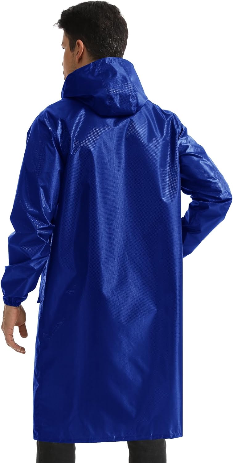 iCreek Long Rain Coat Hooded Packable Rain Jacket Waterproof Lightweight Men Women Adult for Work Outdoors Activities - Image 2