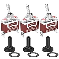 Vista 7 de Joinfworld Interruptor de Palanca Momentáneo 12V DC 3 Vías 30 Amp DPDT 6 Pines (ON)-Off-(ON) Impermeable Interruptor de Palanca Marino 12 Voltios