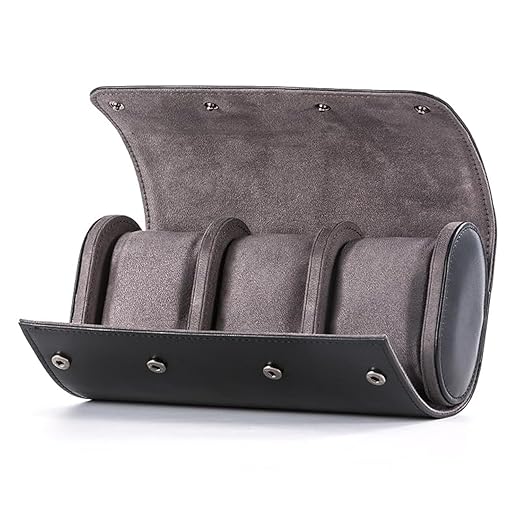 3 Watch Roll Travel Case - Handmade Leather Watch Rolls Box for Man - Travel Watch Roll with Velvet to Protection - Watch Roll Organizer to Home Secure Storage