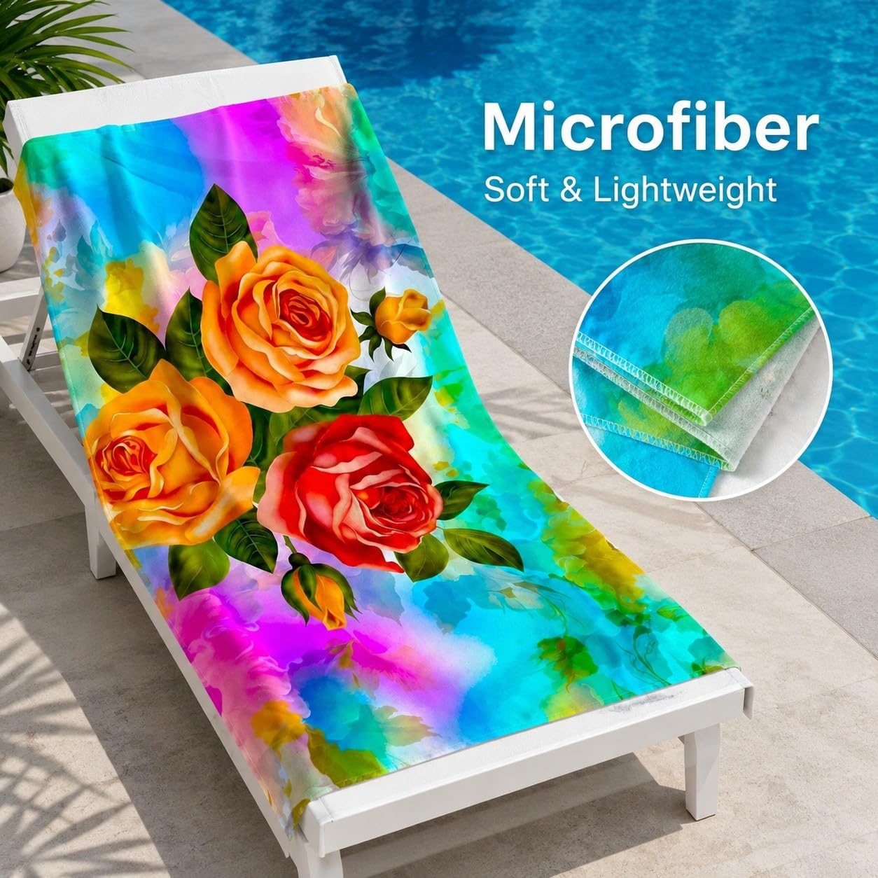 Ręcznik plażowy Rainbow Roses Fast Mikrofibra 200x200 cm