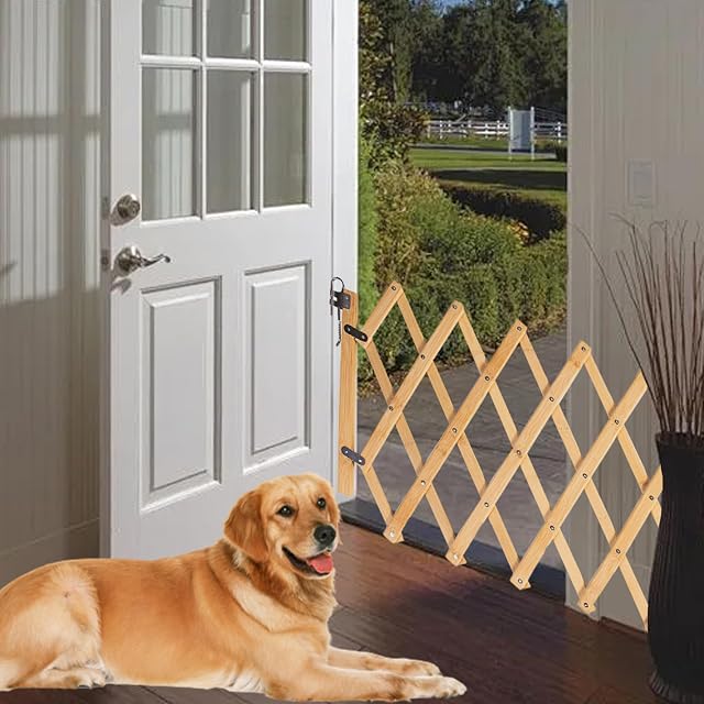 Foto 5 de 7 de CNAFGBGG Pet Gate 19x10-43in Puerta de bebé expandible Estructura de Rombos de Madera con Hardware…