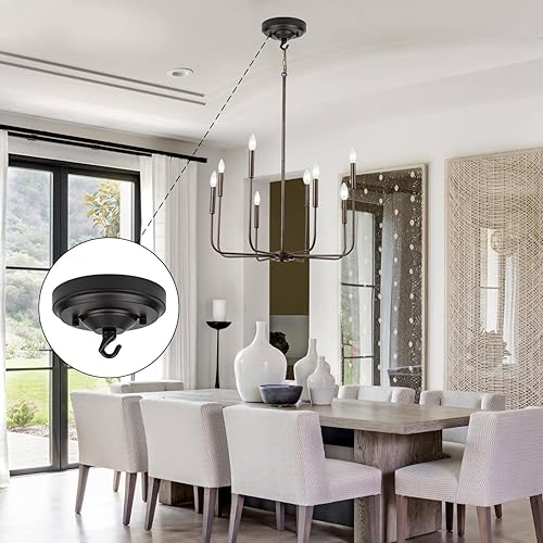 Miniatura 7 de Kit de toldo de luz, kit de toldo de araña de 6 pulgadas con gancho, kit de toldo de techo negro mate, toldo de araña de metal para luz colgante,