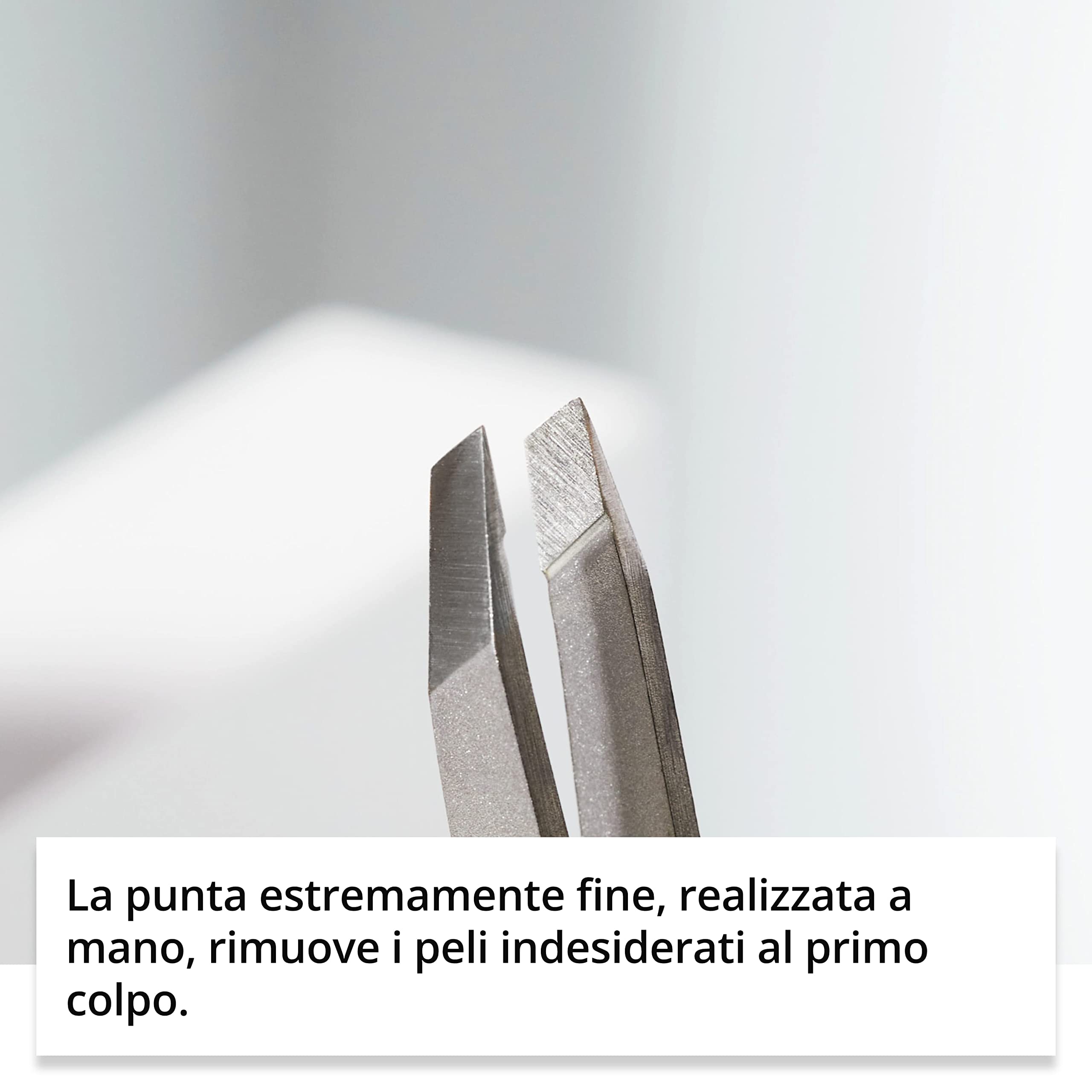 Rubis pinzette sopracciglia professionale inox acciaio - punta obliqua (azzurro)
