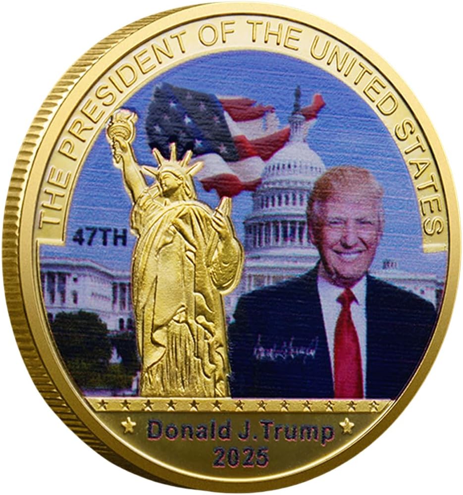 2025 Donald Trump Commemorative Coin Gold Plated 47th President Seal Limited Edition Challenge Collectible History Gift for Trump Supporters (Golden) (golden) Thumbnail