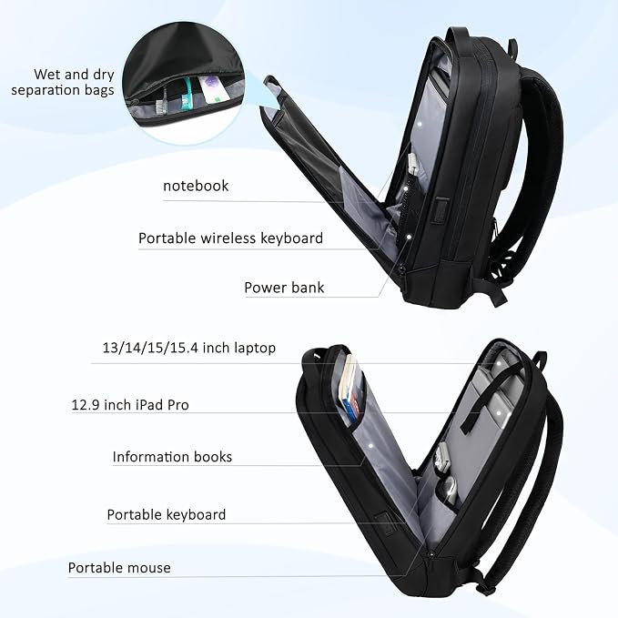 Mochila delgada para laptop de 15.6 pulg con puerto USB miniatura 8