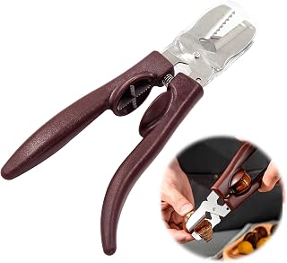 Cascanueces Acero Inoxidable Nogal Alicates - 1 Pieza Tijeras Para Castañas con Puntas Cruzadas, Herramienta Multifuncional de Cocina Para Pelar Avellanas, Nueces Pecanas y Almendras ( Marrón)