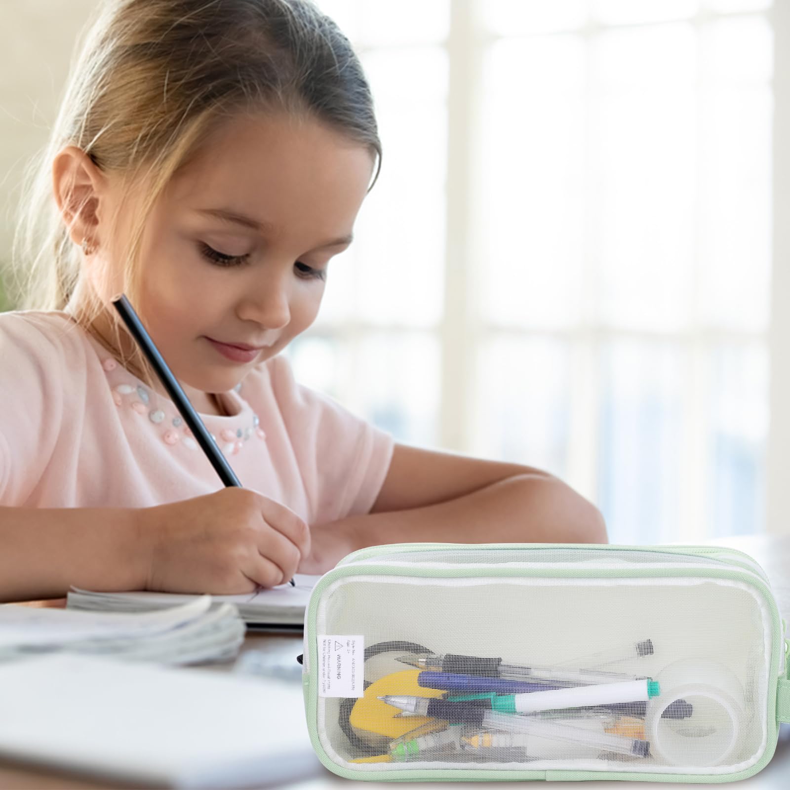 Lancry Clear Pencil Case, Large See Through with 2 Compartments for Boys Girls & Women - Image 2