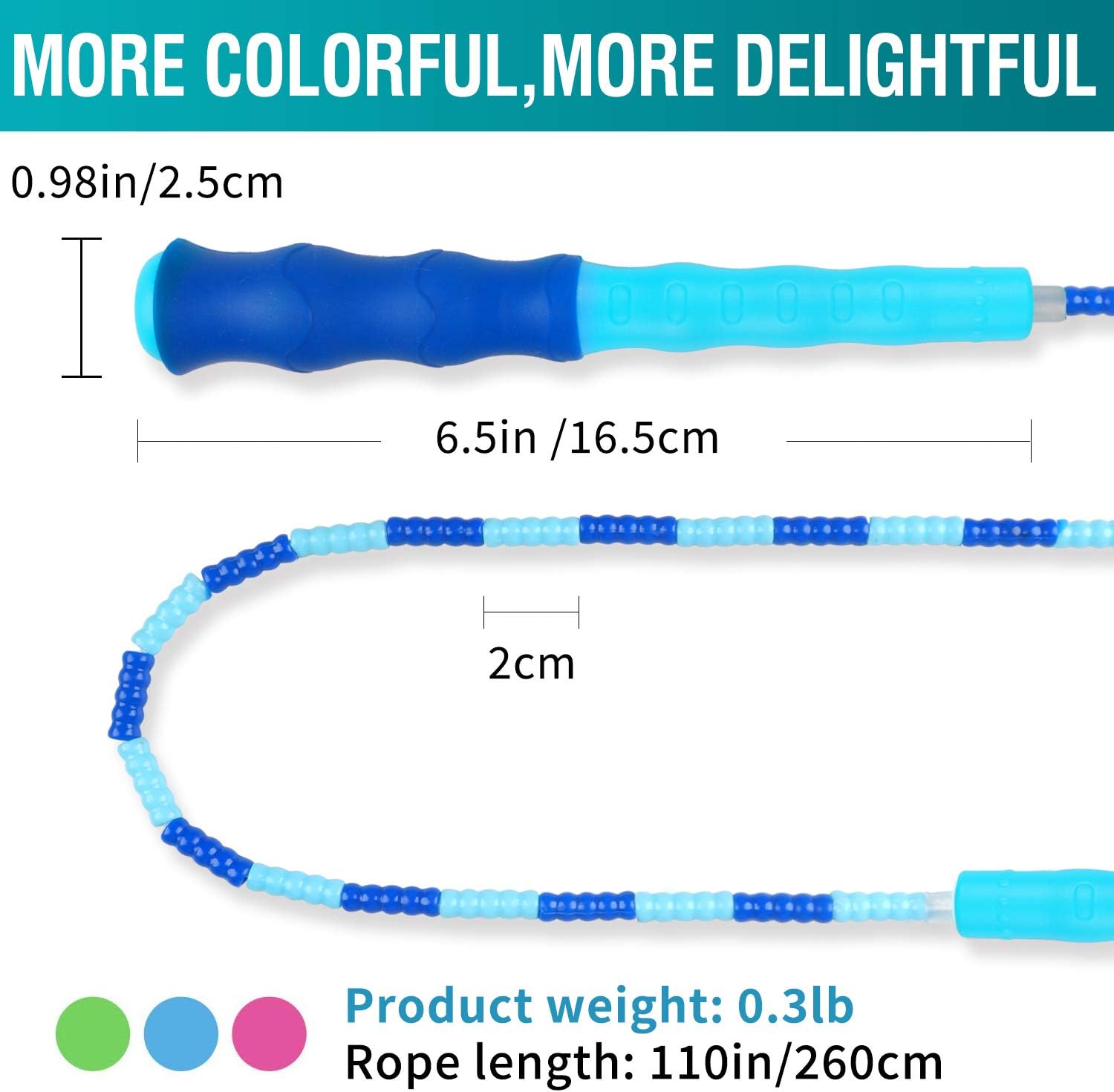 COOYOO Jump Rope Soft Beaded Skipping Rope (3 Pack), Premium Adjustable Free Segmented Tangle-Free Workout Fitness Cardio Skip Rope School Jumping Rope for Men Women Kids,9 Feet