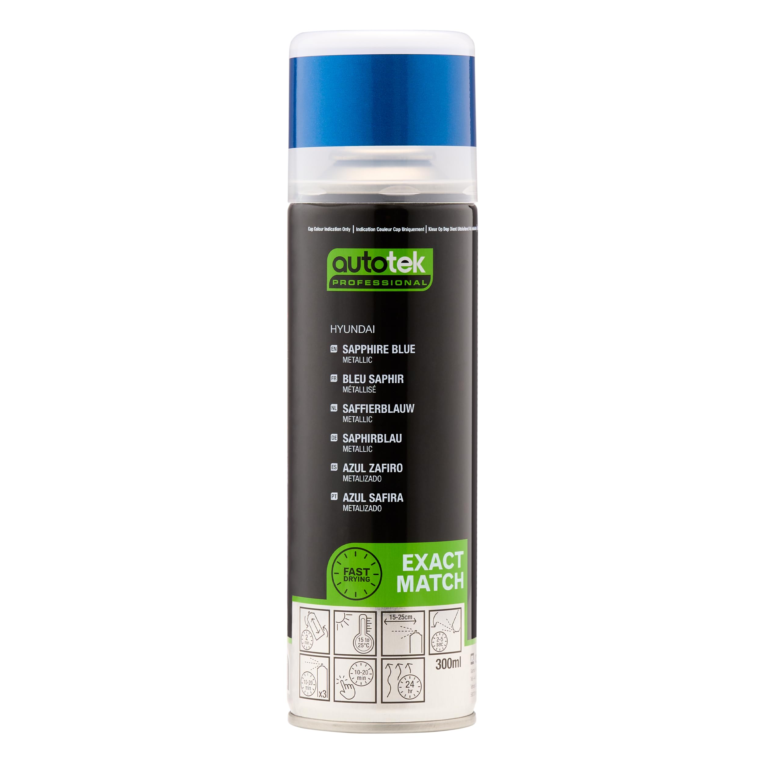 Autotek Professional Exact Match Car Spray Paint, Hyundai Sapphire Blue Metallic Aerosol Spray, 300 ml