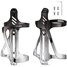 Corki Cycles Side Load Water Bottle Cage Aluminum Alloy Left Entry Bike Water Bottle Holder for Road, Mountain and Gravel Bikes - 2Pack - Black & Silver
