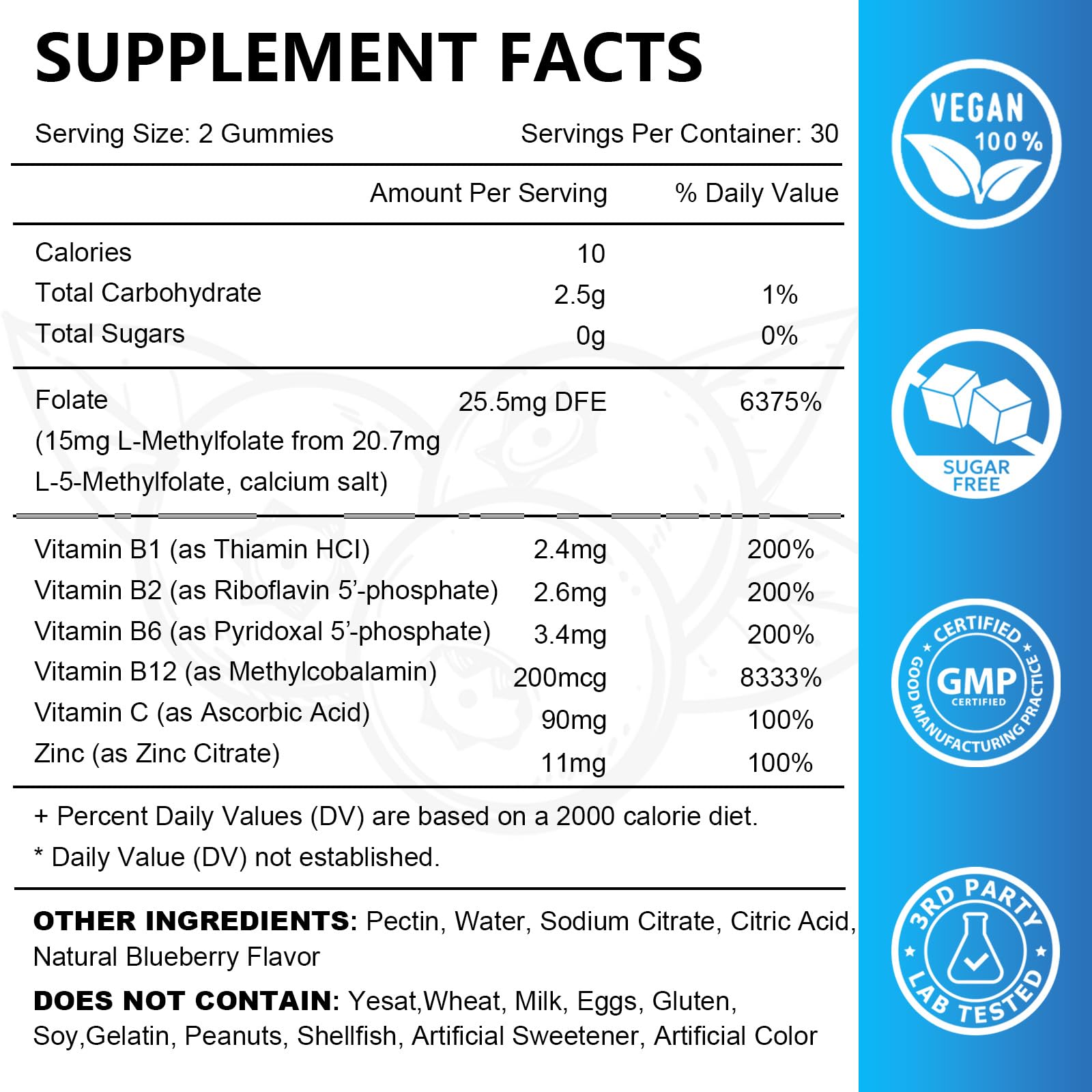 L-Methylfolate 15mg Gummies with Methyl B12, Folate 5-MTHF Supplement for Mood, Brain Health, Cognition & Immunity, Sugar Free, Vegan, 60 Count — Amazon image 2