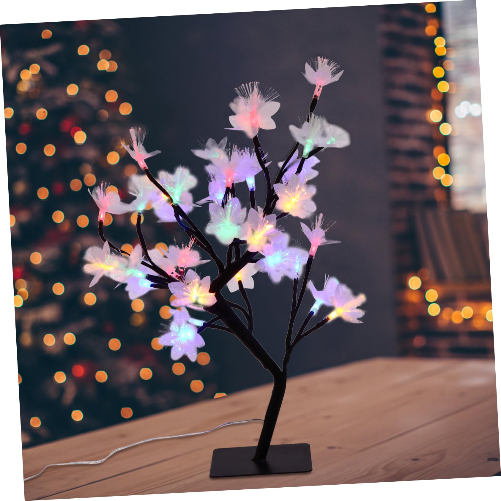 Happyyami 1Pc LED Desktop Tree Lamp USB Powered Optical Flower Light for Bedroom Wedding Party Tabletop Decoration Color Changing Soft Lighting for Home Hotels Clubs and Bars