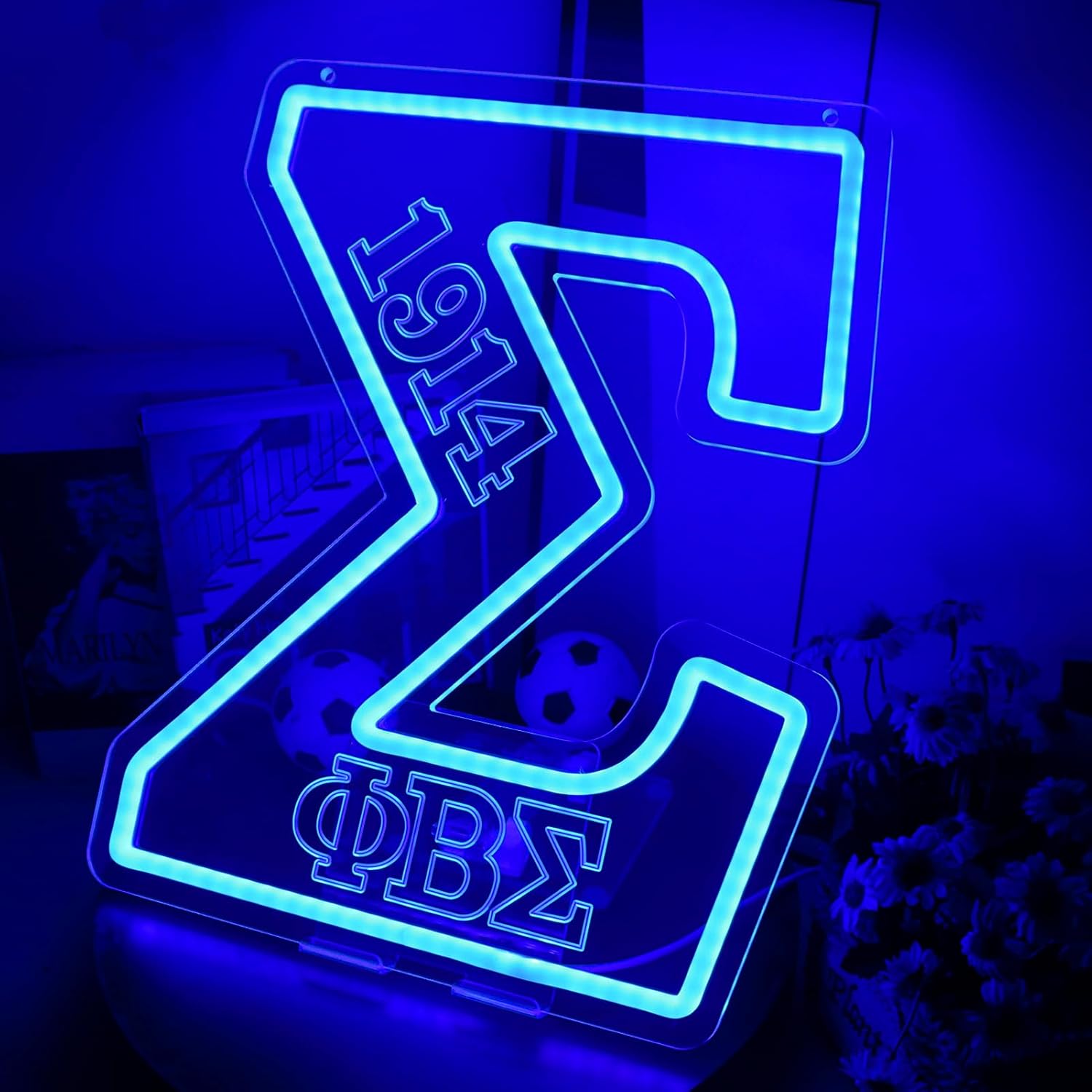 ΦBΣ Fraternity Neon Signs Dimmable 1914 Sigma Greek LED Neon Lights for Wall Decor, Sigma Fraternity Neon Lights with USB Power Paraphernalia LED Signs for Birthday Party Decor - Image 3