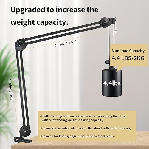 Miniatura 2 de Soporte de brazo para micrófono, soporte de brazo de micrófono resistente, soporte de micrófono plegable en ángulo ajustable, soporte de brazo de