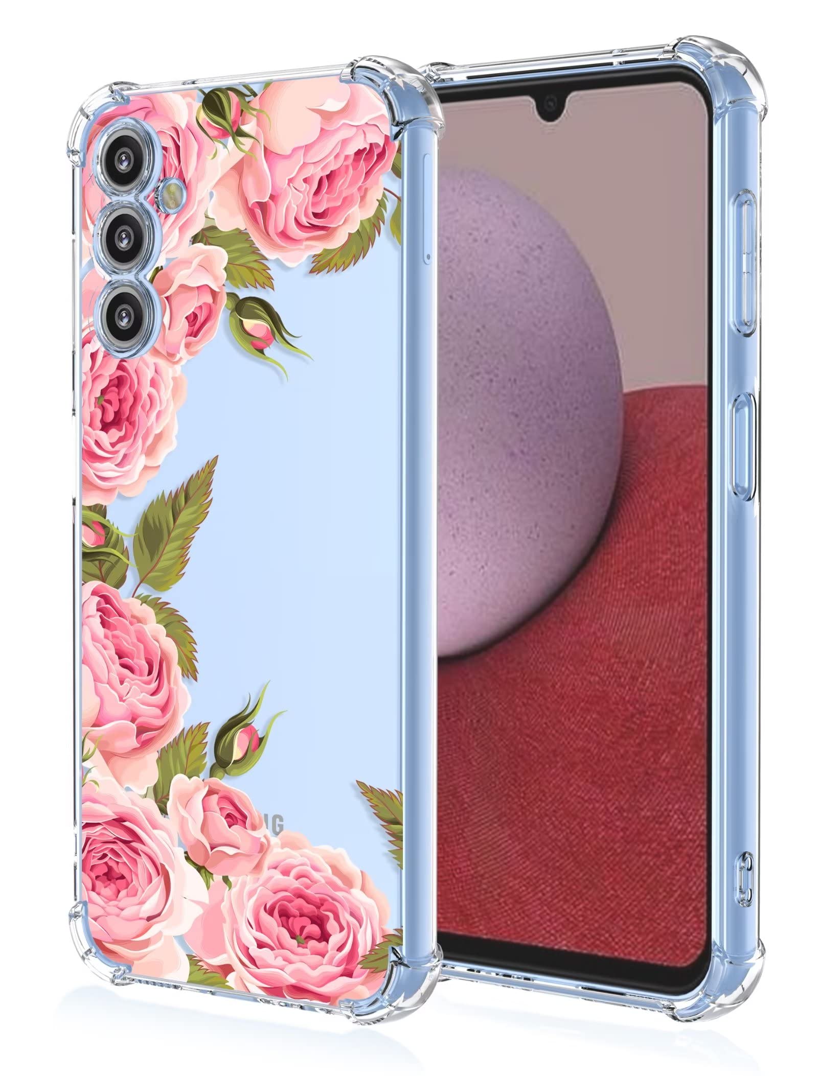 RankOne Phone Case Suitable for Samsung Galaxy A14 5G / A14 (4G) (6.6" Inches) Transparent TPU Silicone Color Drawing Pattern Case - Flowers 3