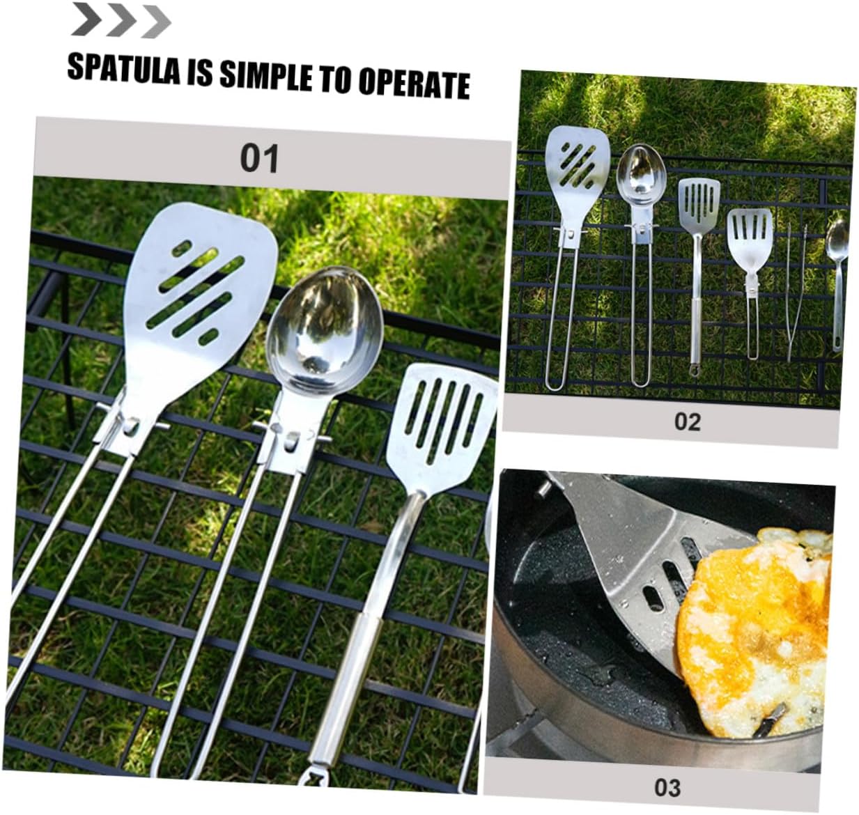 Foldable Stainless Steel Cooking Spatula for Frying, Portable Use image 3