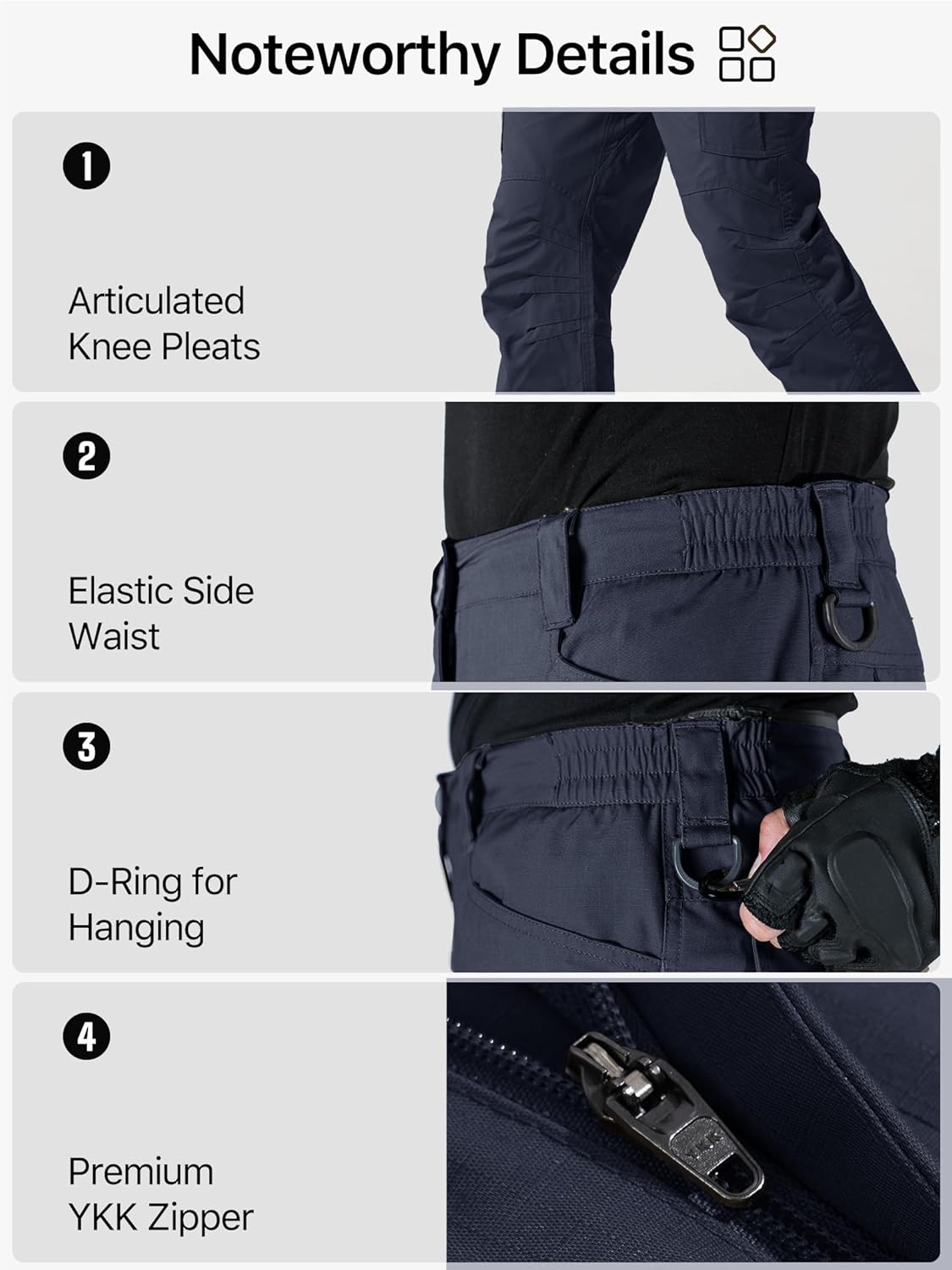 FREE SOLDIER Men's Tactical Pants Water Resistant Ripstop Cargo Work Lightweight EDC Hiking Pants with Multi Pockets - Image 5