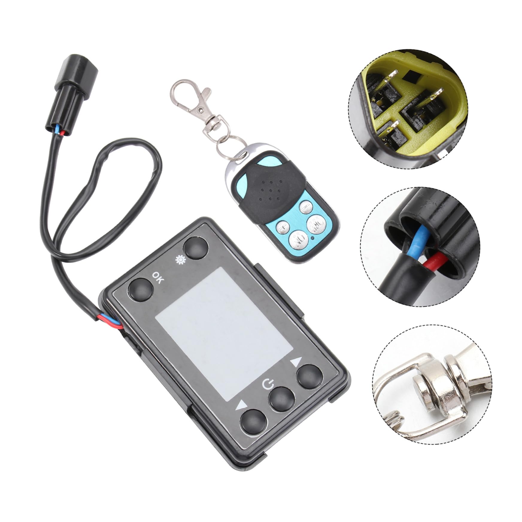 Contrôleur de Chauffage Voiture LCD Noir 4 Boutons Télécommande 12V-24V pour Chauffage Stationnement Accessoire pour Auto Réglage Carburant et Température