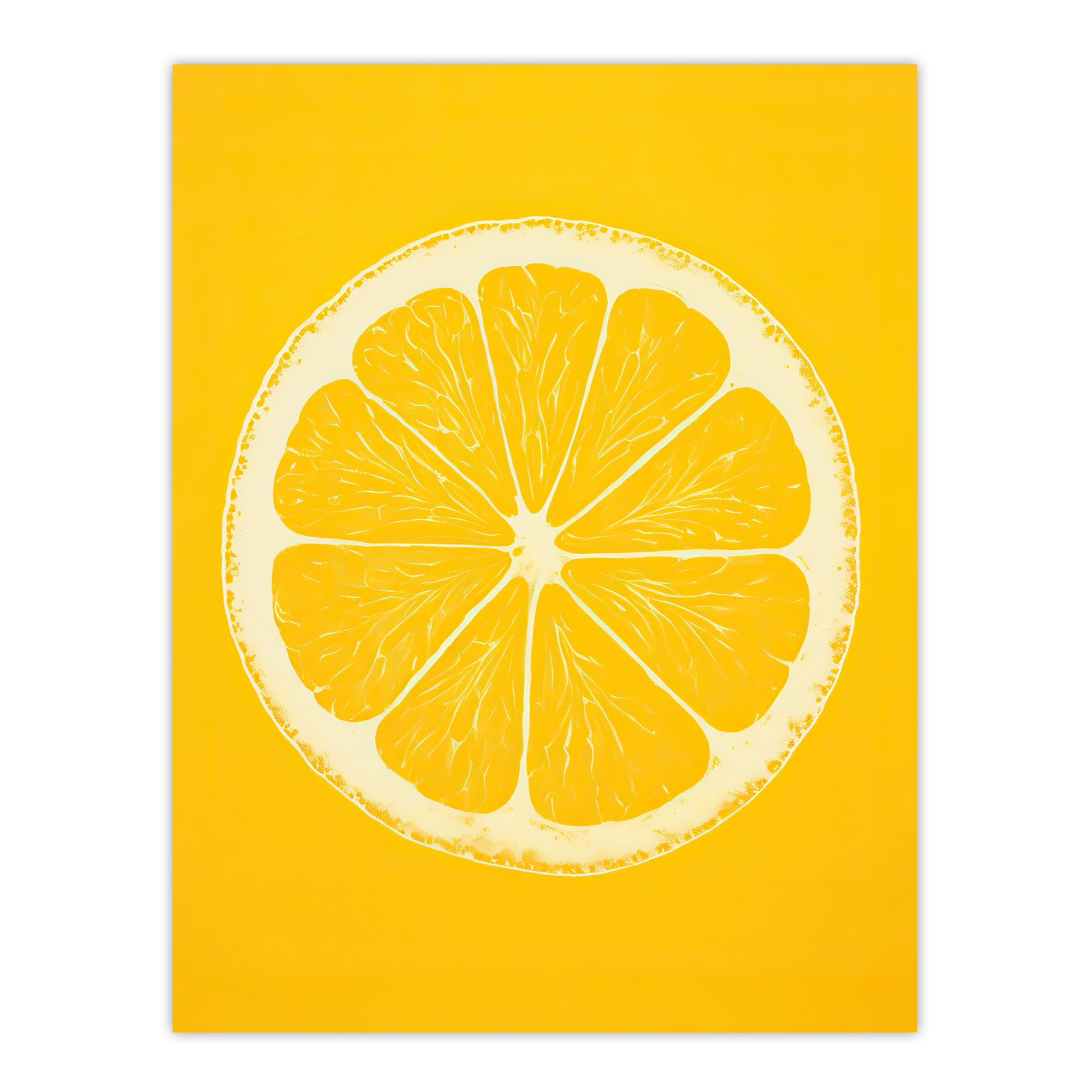 Artery8 Lemon On Citron On Yellow Monotone Minimalist Kitchen Interior Decor Extra Large XL Wall Art Poster Print